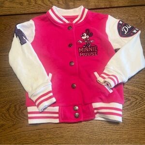 Disney Parks Girls Minnie Mouse Letterman Jacket Size XS Disneyland